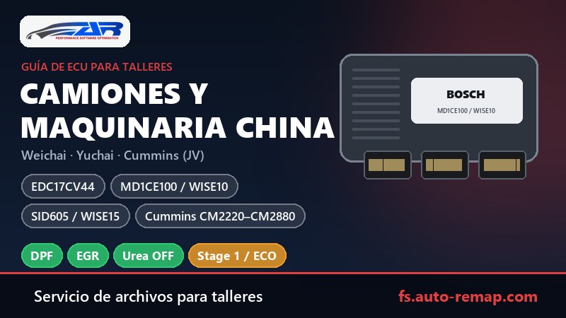 Camiones, buses y maquinaria china: guía de ECU para talleres