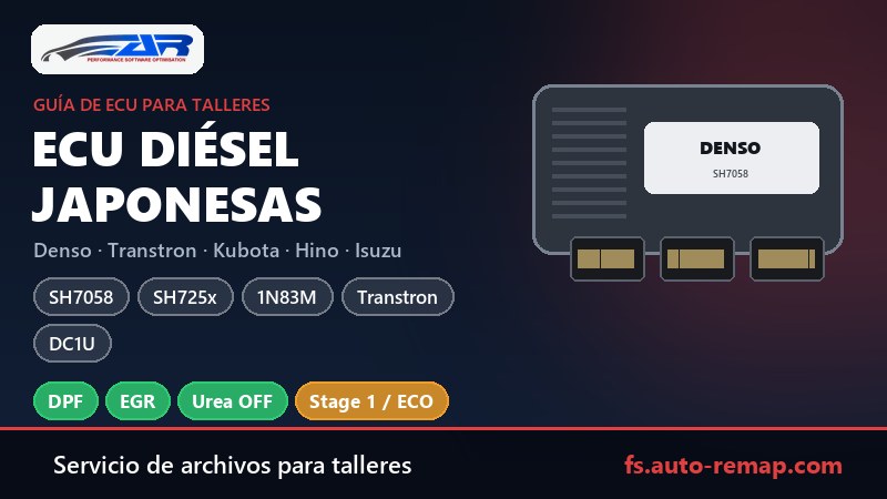 ECU diésel japonesas: Denso y Transtron en Kubota, Hino, Isuzu, Yanmar, Fuso y maquinaria