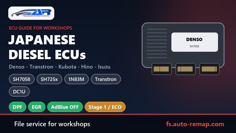 Japanese diesel ECUs guide: Denso and Transtron on Kubota, Hino, Isuzu, Yanmar, Fuso and construction machines