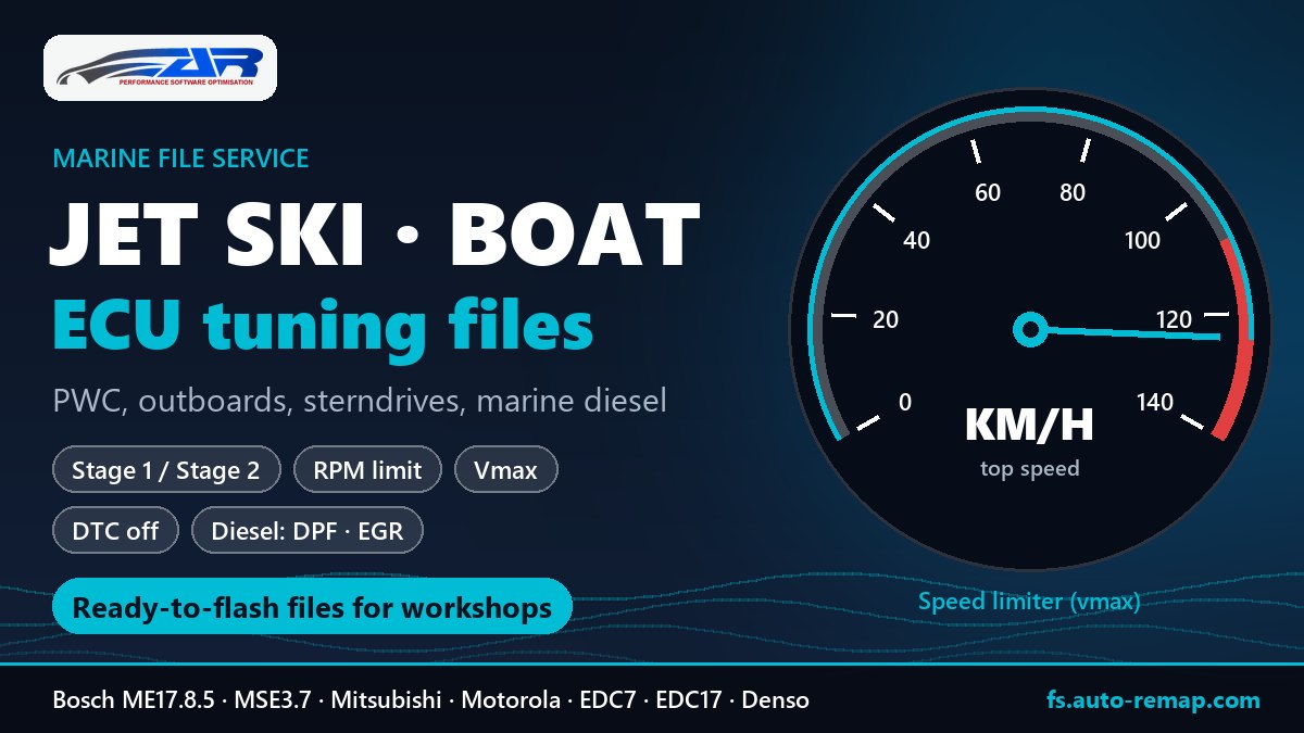 Jet ski and boat ECU tuning files: Sea-Doo, Yamaha WaveRunner, Kawasaki, outboards and marine diesel