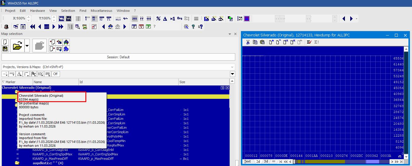 DAMOS map pack for ACDelco E46 OS 12714133 — damos full map pack